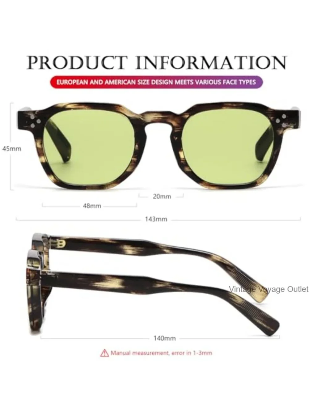 Retro Square Sunglasses for Women Men Thick Frame Non-Polarized UV400